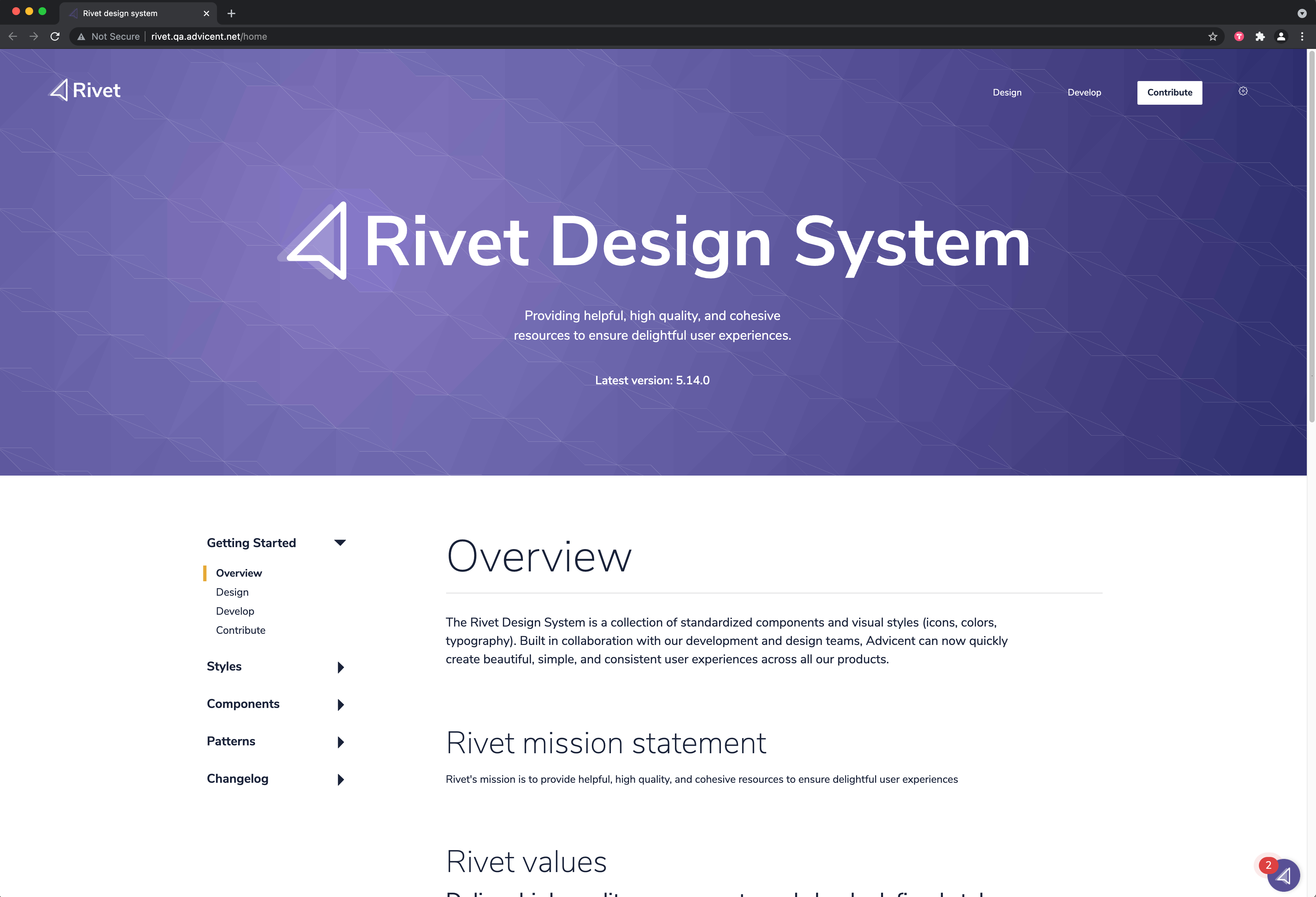 Thumbnail for Rivet Design System landing page
